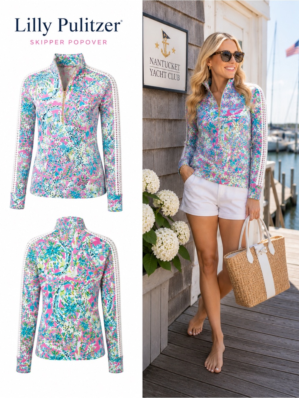 Lilly Pulitzer Skipper Popover Size XXS Alligator 60th Anniversary Quarter Zip